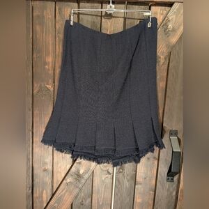 Valentino Navy Fringe Mini Skirt